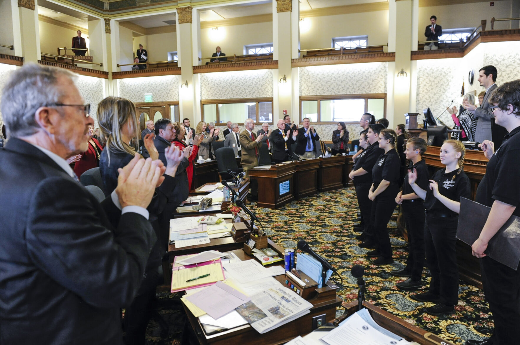 Students from the Montana School for the Deaf and Blind receive a standing ovation